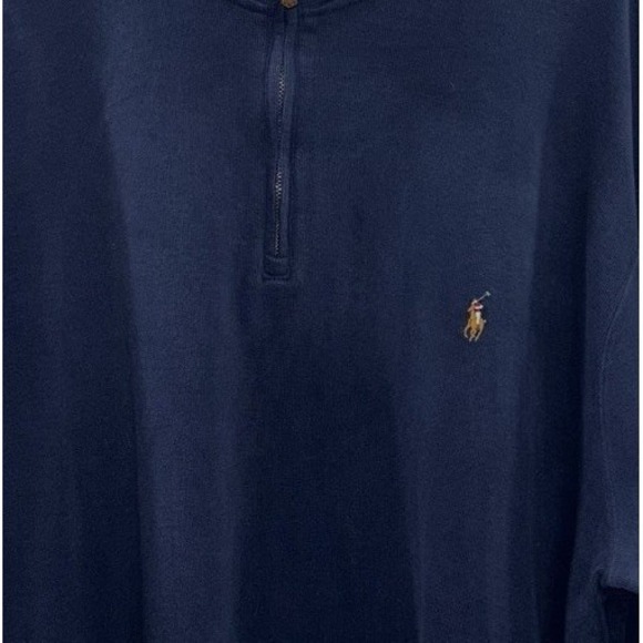 Polo Ralph Lauren Men's 3XLT Navy Blue Estate Rib Quarter Zip Pullover Sweater - Picture 4 of 10